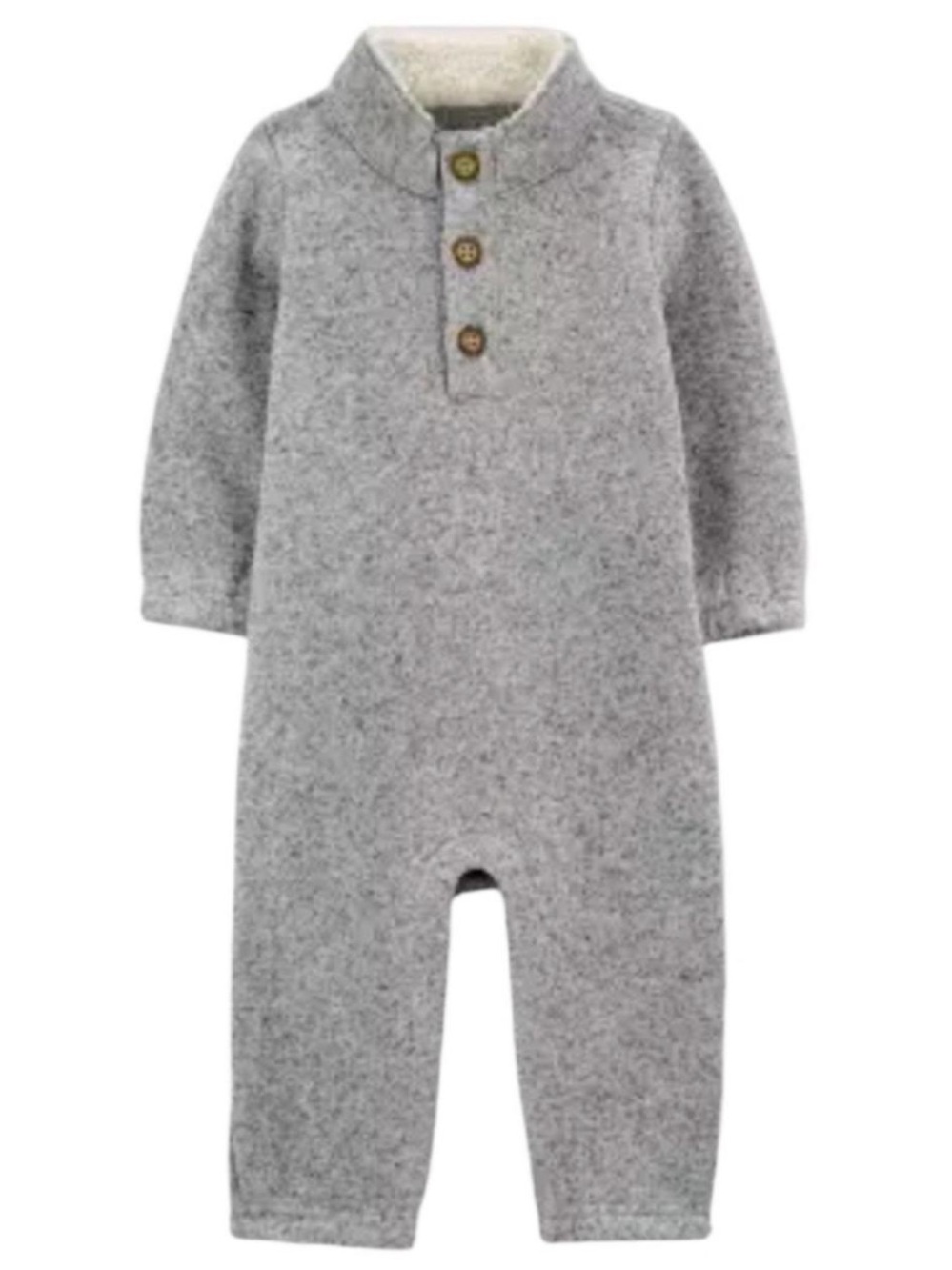 Carter's Heather Gray Fleece-Lined One-Piece Romper with Snap Closures on Legs